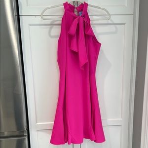 Vibrant Pink Halter Dress with Bow